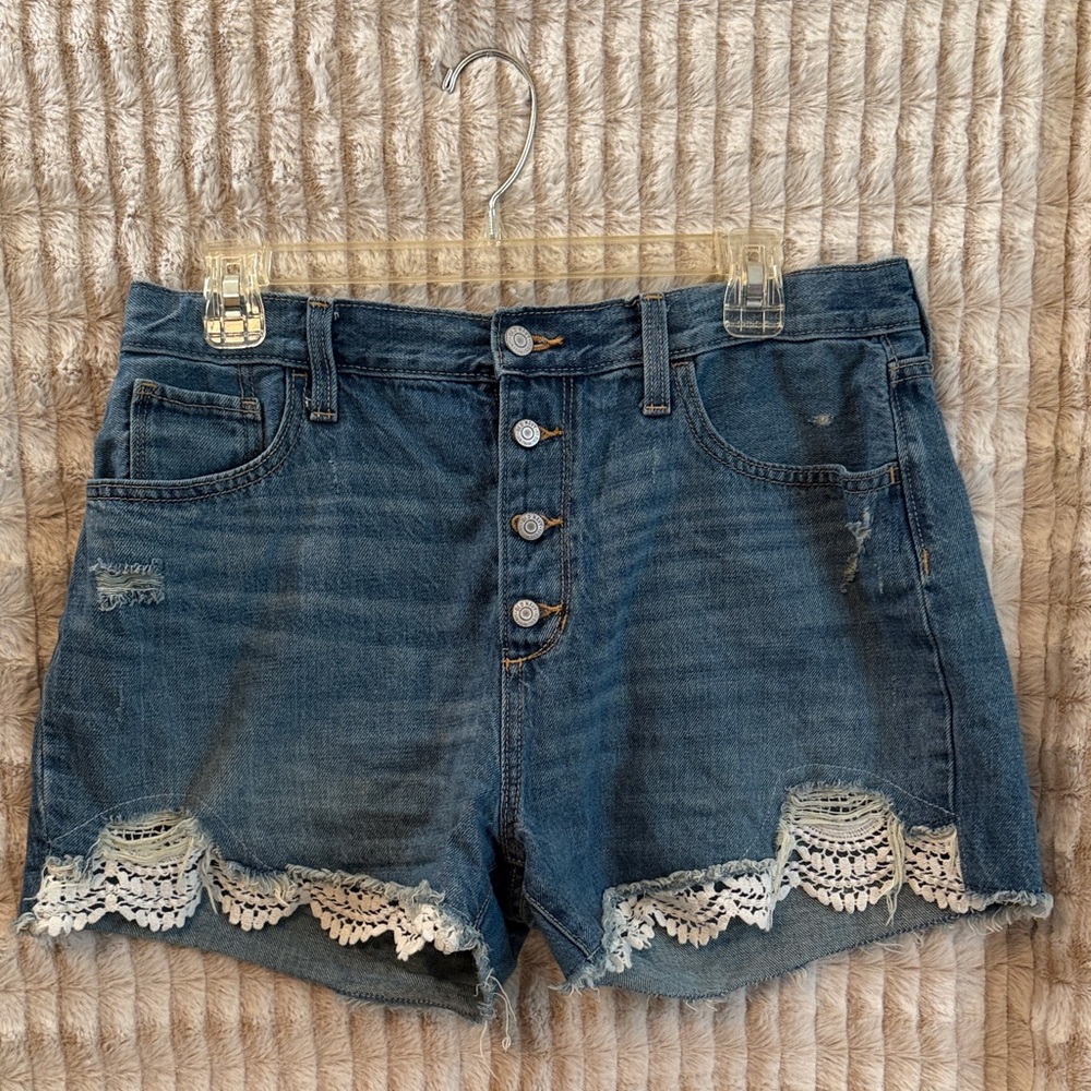 Old Navy Blue Jean Shorts with Lace Trim